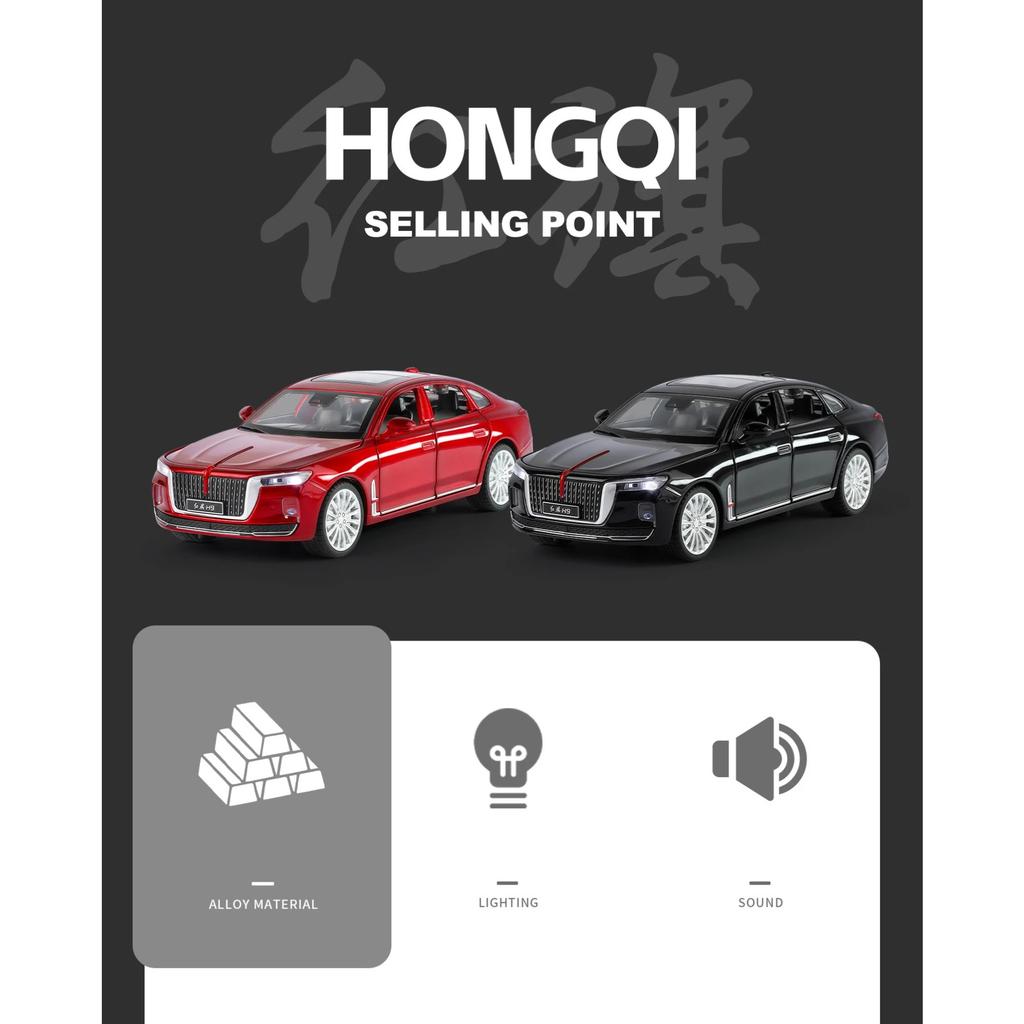 1/32 Hong Qi H9 Alloy Luxy Car Model Diecast Toy Vehicles Metal Car Model High Simulation Sound Light Collection Childrens Gifts