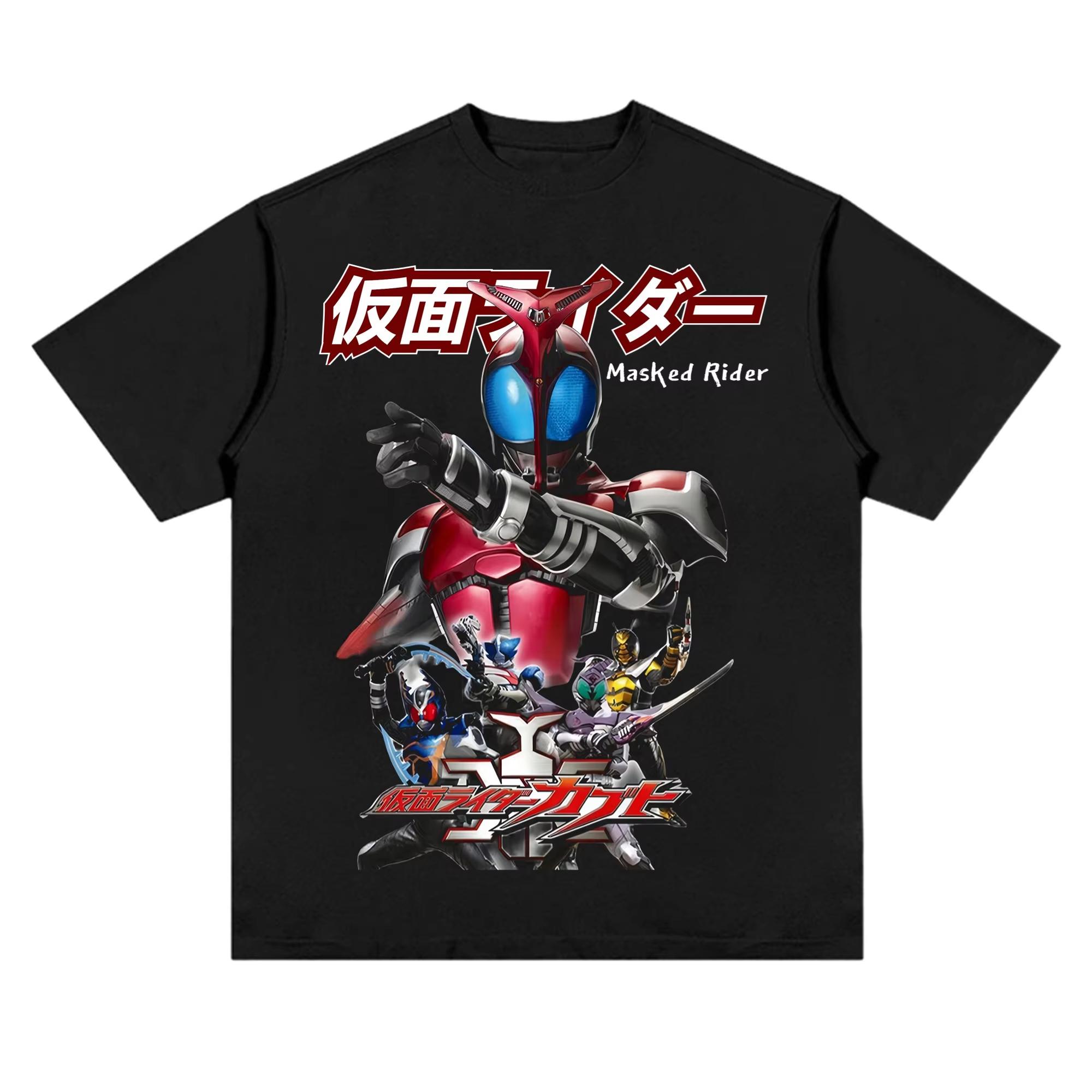 

New Arrival Japanese Animationr Kamen Rider Cotton T-shirt Vintage Print Tees Summer Kids and Adults Short-sleeved Top 4XL