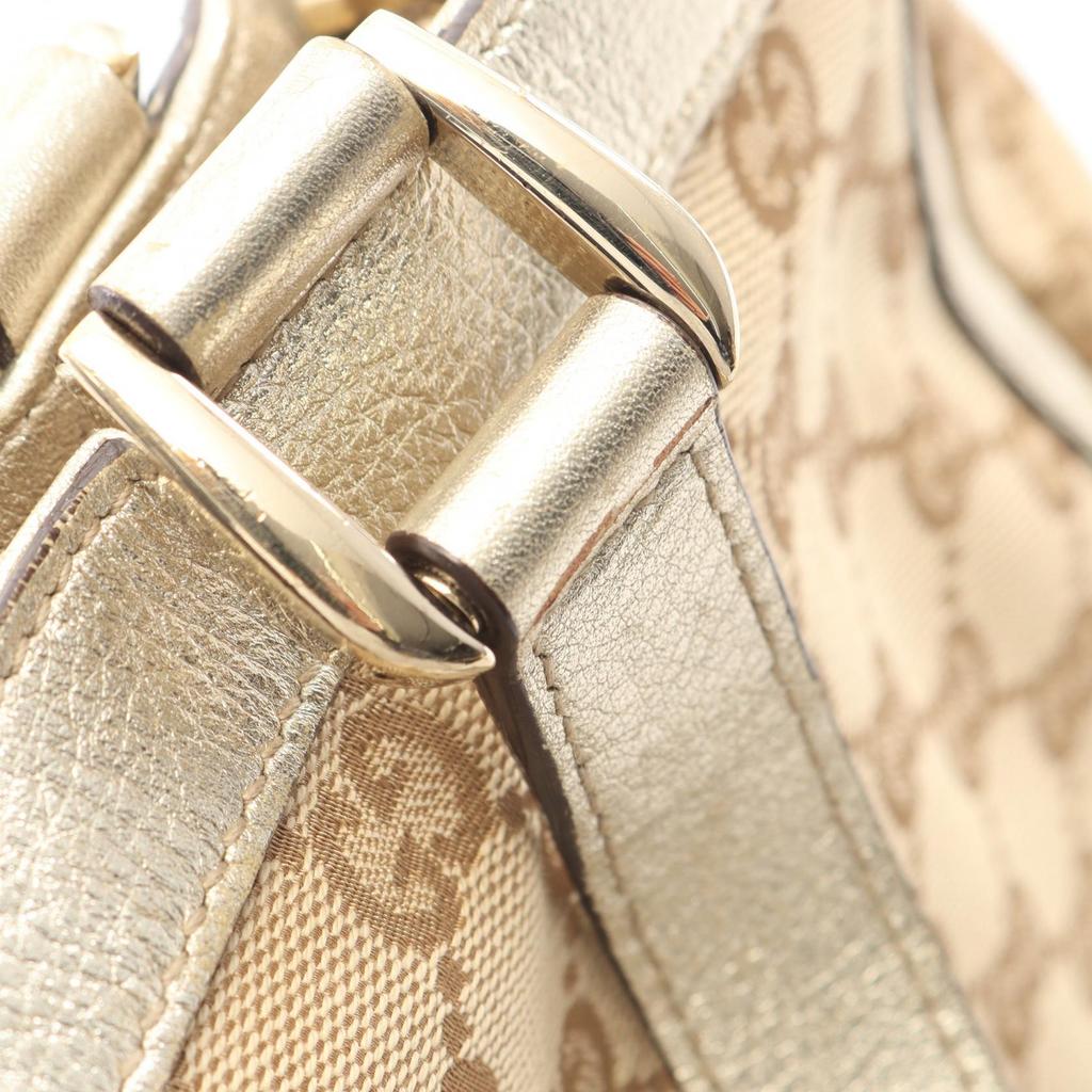 Used GUCCI Abbey GG Canvas Tote Bag 170004 Canvas Leather Beige Silver Used Women