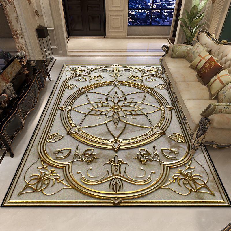 Golden Luxury Decoration Carpet Living Room European Style Large Area Rugs Sofa Area Coffee Tables Bedroom Non-slip Floor Mat