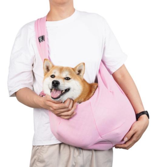 Marsupio Regolabile per Cani con Tasca Gancio di Sicurezza Borsa per Animali a Mani Libere Trasportino Traspirante per Animali Piccoli a Tracolla Portatile da Viaggio all'Aperto