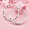 925 Sterling Silver Wedding Jewelry 40mm Patterned Circle Pierced Earrings Fashion Gift