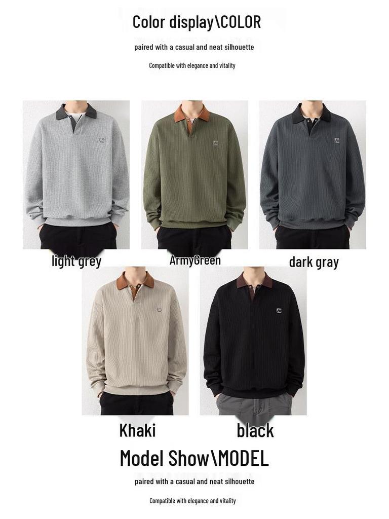 Herren Schwergewicht V-Ausschnitt Langarm Baumwoll-Hoodie Top