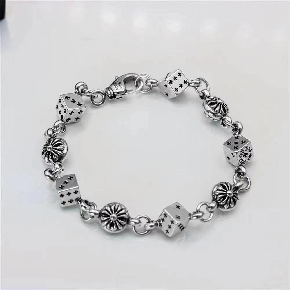 2026 Classic Bracelet Men s and Women s Style Retro Thick-plated Cross Dice Bracelet of The Same Style 18cm