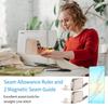 Seam Allowance Ruler and 2 Magnetic Seam Guide for Sewing Machine 1/8" To 2" Straight Line Hems