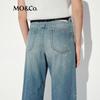 MO&Co. Vintage Washed Ink Splash Wide Leg Denim Jeans