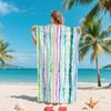 Assorted Patterns Microfiber Towel Lightweight Quick Dry Sand Free with Watercolor Stripe Plaid for Beach Party