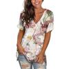 Summer V-neck 3D Coconut Tree Flowers Printed Top Fashionable Casual Short Sleeved Women's T-shirts