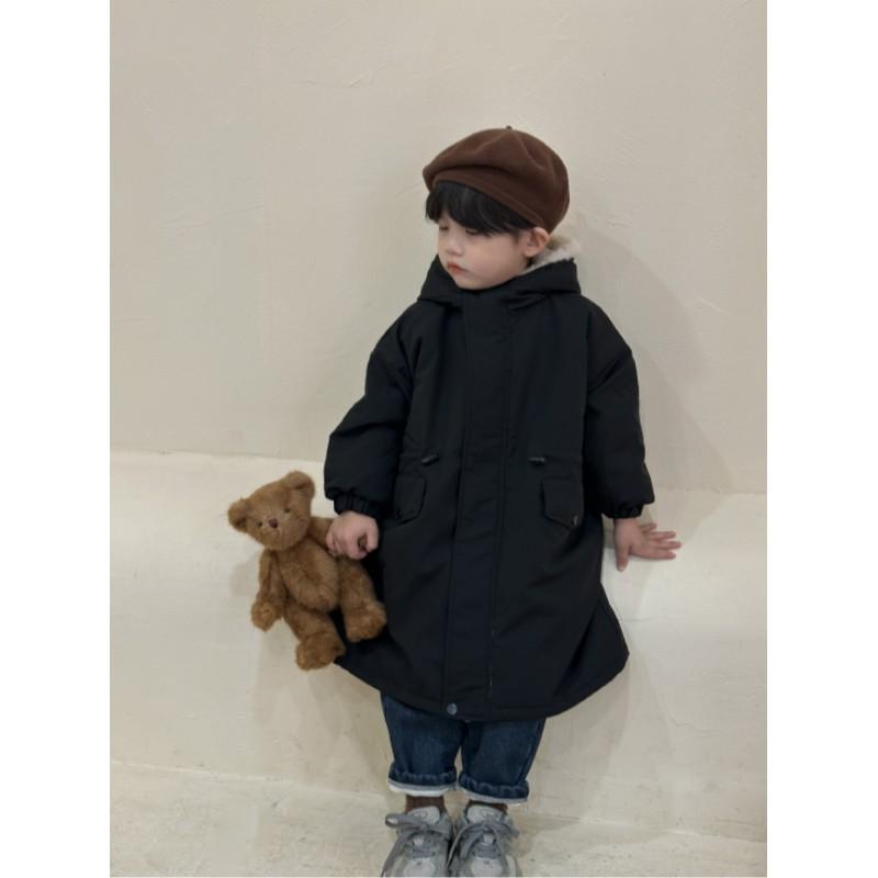

Children Winter Cotton-padded Hooded Thicken Warm Coats Fur Lining Toddlers Kids Windproof Parkas 80 чорний