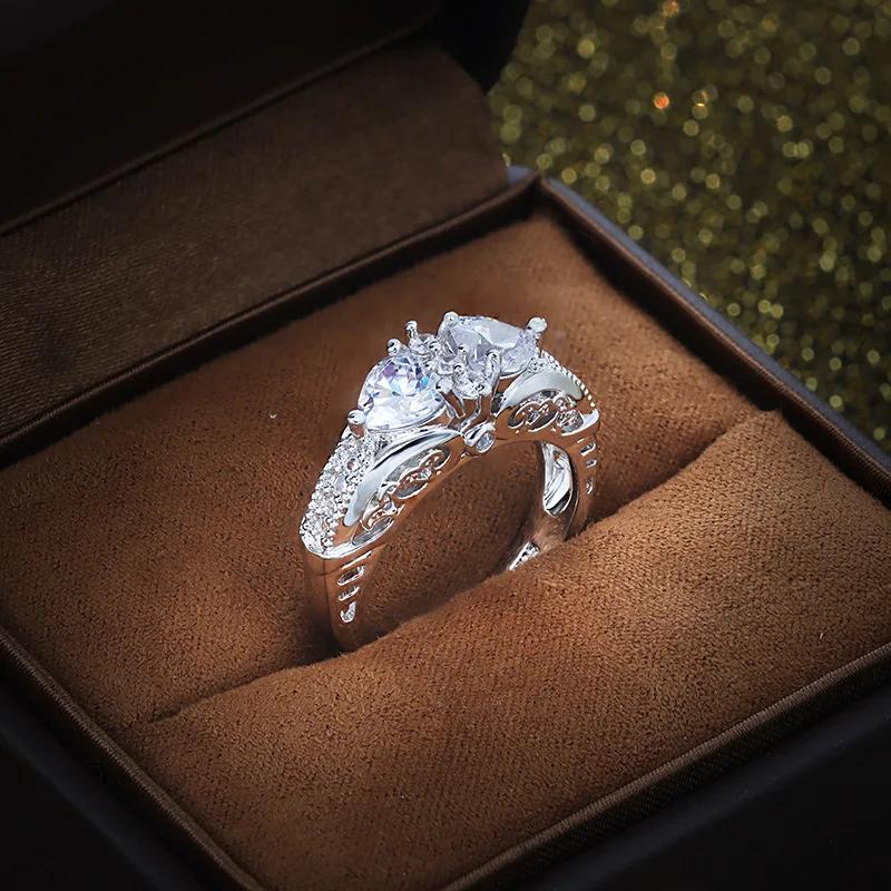 

copper New Crystal Geometric Cubic Zirconia Rings for Women Elegant Engagement Wedding Bands Accessory Eternity Jewelry 10