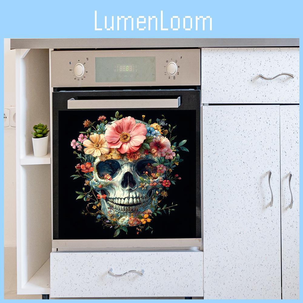 Skull Halloween Smiling Covered In Flowers Glass Home Decoration Stickers Wall