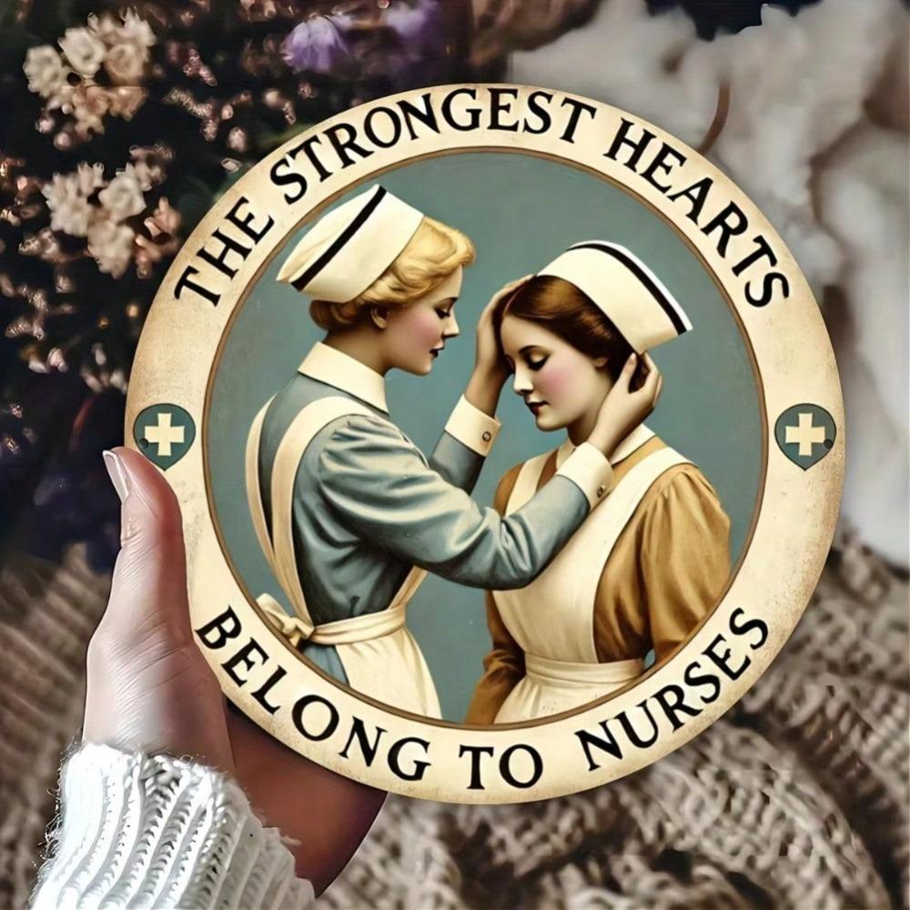 Vintage Nurse Heart Metal Sign - Engraved Wall Art for Home, Cafes & Medical Decor