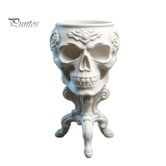 Kleiner Sukkulenten-Übertopf Mini Gothic Totenkopf Topf, 3D-gedruckter gruseliger Blumentopf, Pflanzenbehälter Behälter, Schreibtischdekoration für Halloween-Party