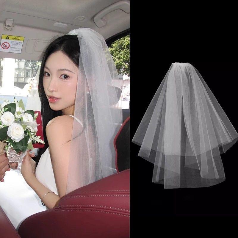 Halloween Gothic Bride Black Veil Headpiece - Lace Dark Wedding Accessory for Adult Costume