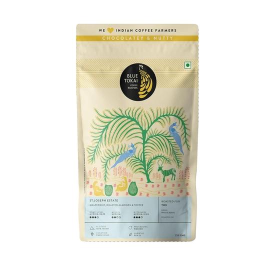 Blue Tokai Coffee Roasters ST. Joseph Estate - Средняя темная обжарка | Цельные зерна 250 г | 100% Арабика | Кофе Specialty 250GM