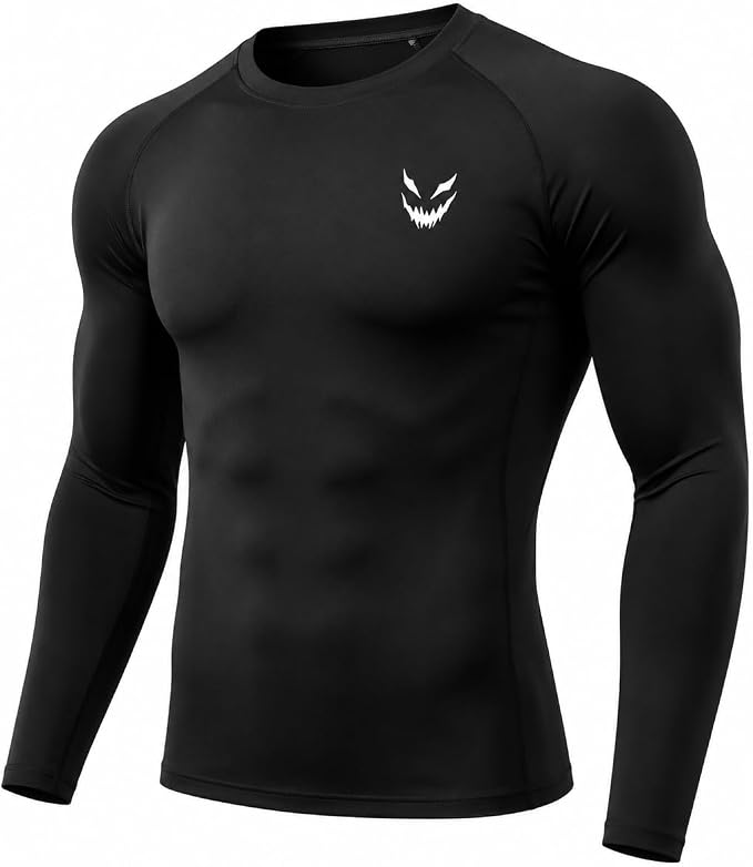 Maglie compressive a maniche lunghe da uomo Traspiranti Elastiche Palestra Sportive Strato di base