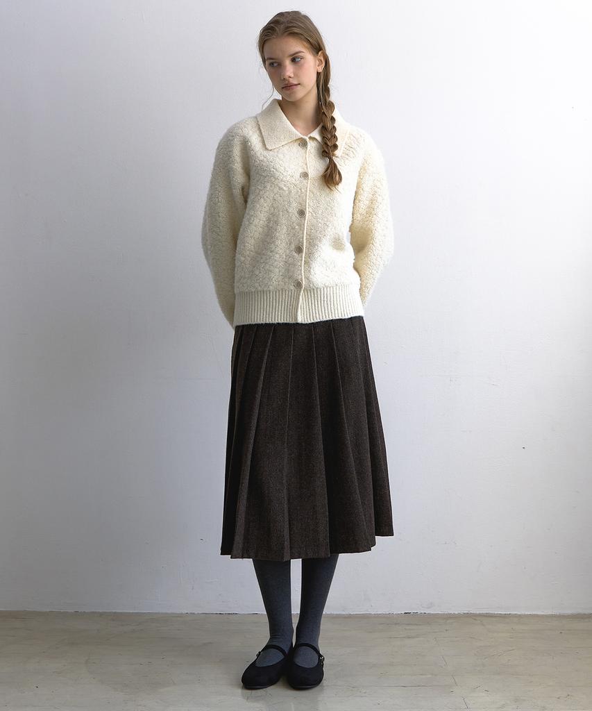 Laminez Check Pleated Long Skirt - Brown
