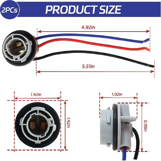 2PCS 1157 LED Bulb Socket Plug, 2057 2357 7528 Waterproof Turn Signal Light Socket Base Holder Wiring Harness, Automotive Tail Light Brake Light Base