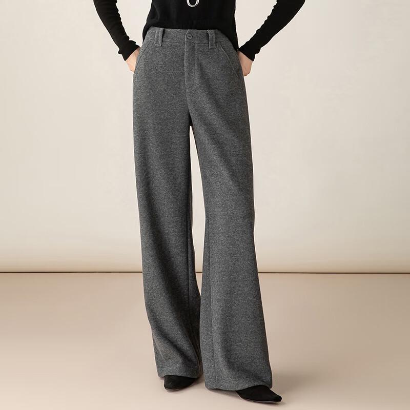 Fanzhen Women's High-Waist Thick Woolen Wide-Leg Pants