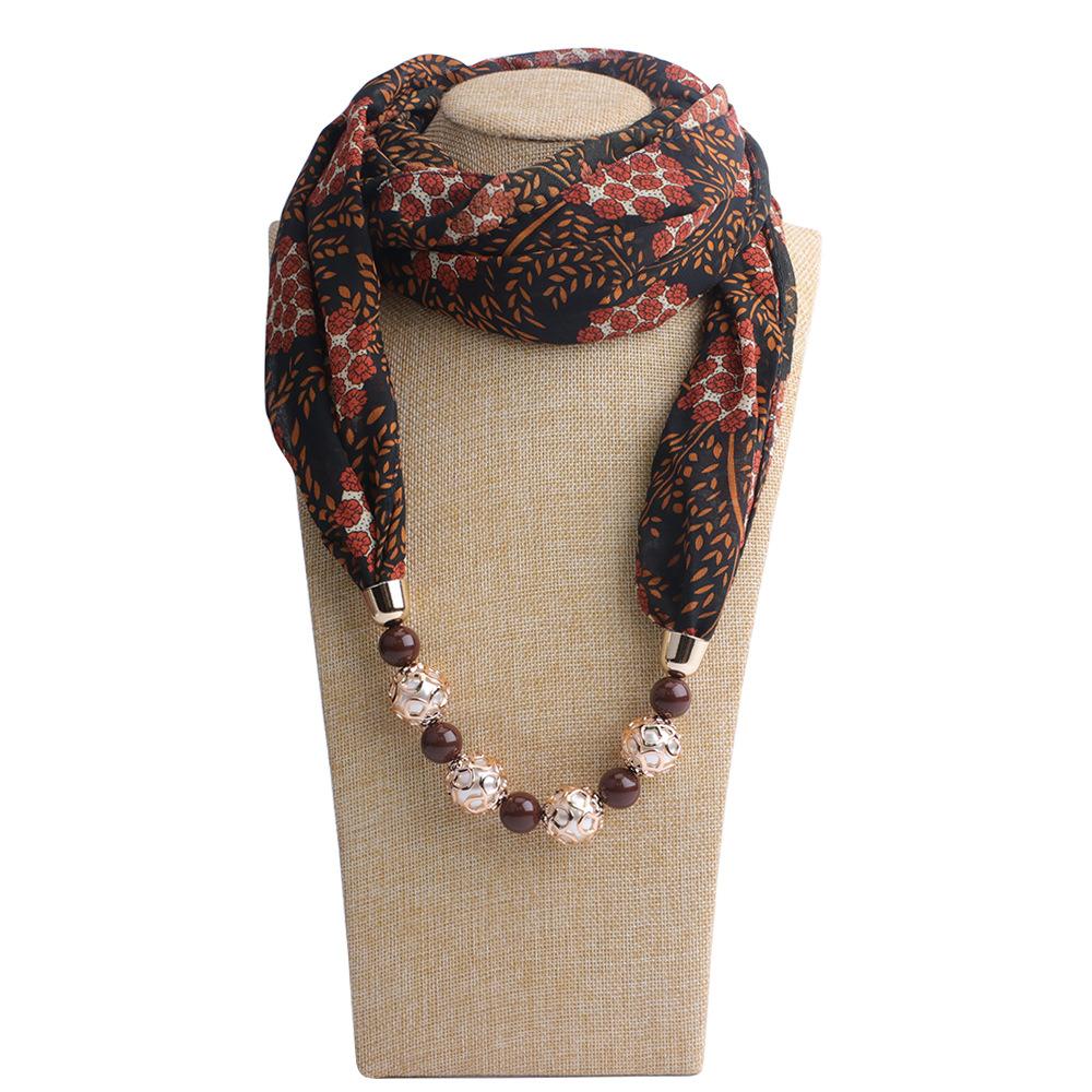 Chiffon Scarf Spring and Summer Women's Pearl Necklace Pendant Scarf Rainbow Scarf Clothing Accessories Scarf