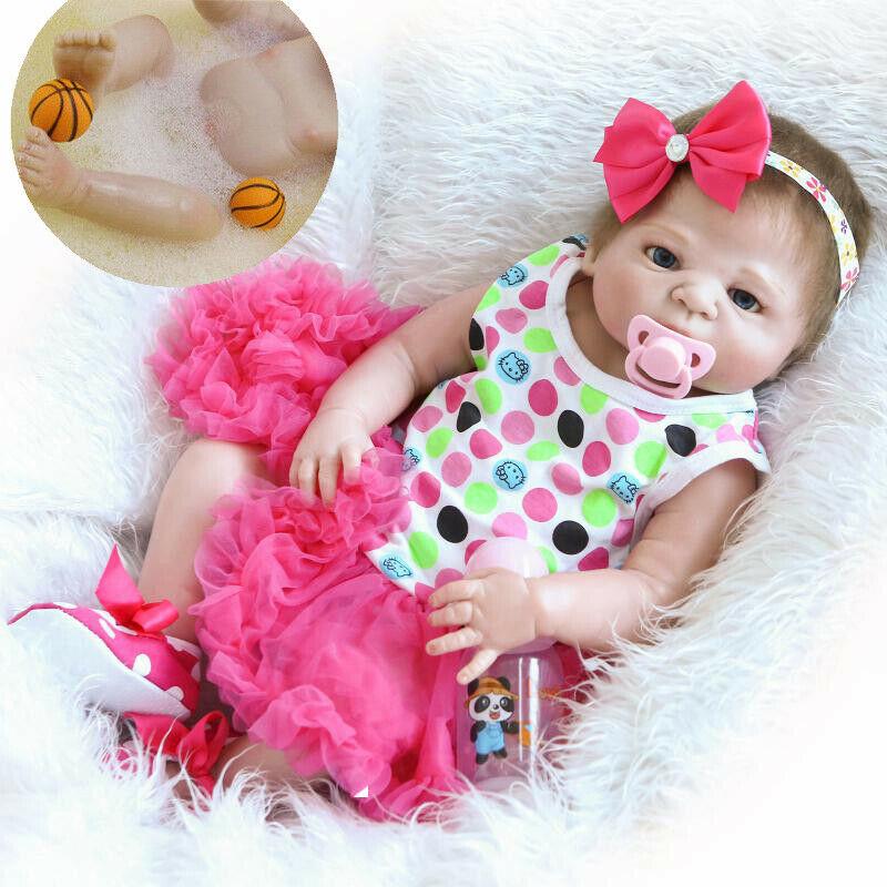 Full 18"23" Body Silicone Vinyl Reborn Baby Newborn Dolls Waterproof Gift Toy