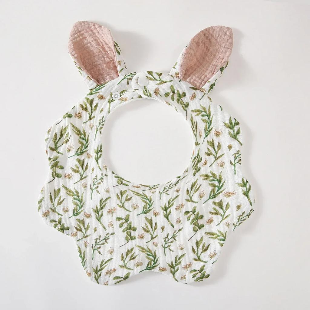 Baby Cotton Bib Cartoon Rabbit Ears Feeding Towel Water Absorbent Saliva Towel Newborns Burp Cloth for Boy Girls Accessories