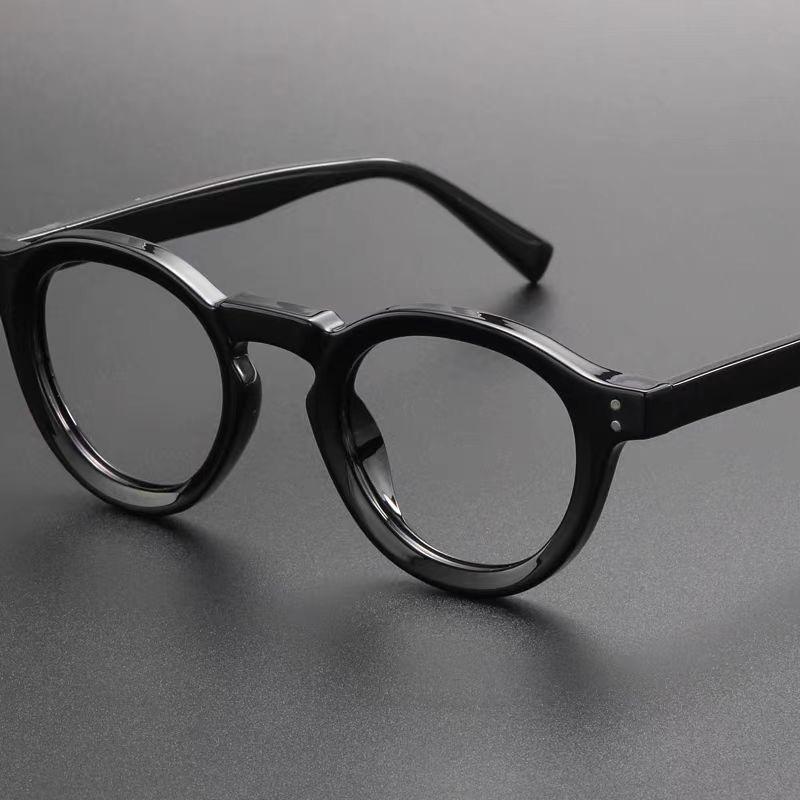 Fashion New Japanese Retro Style Men and Women Vintage Round Frame Glasses Pin Fashion Personalized Flat Mirror