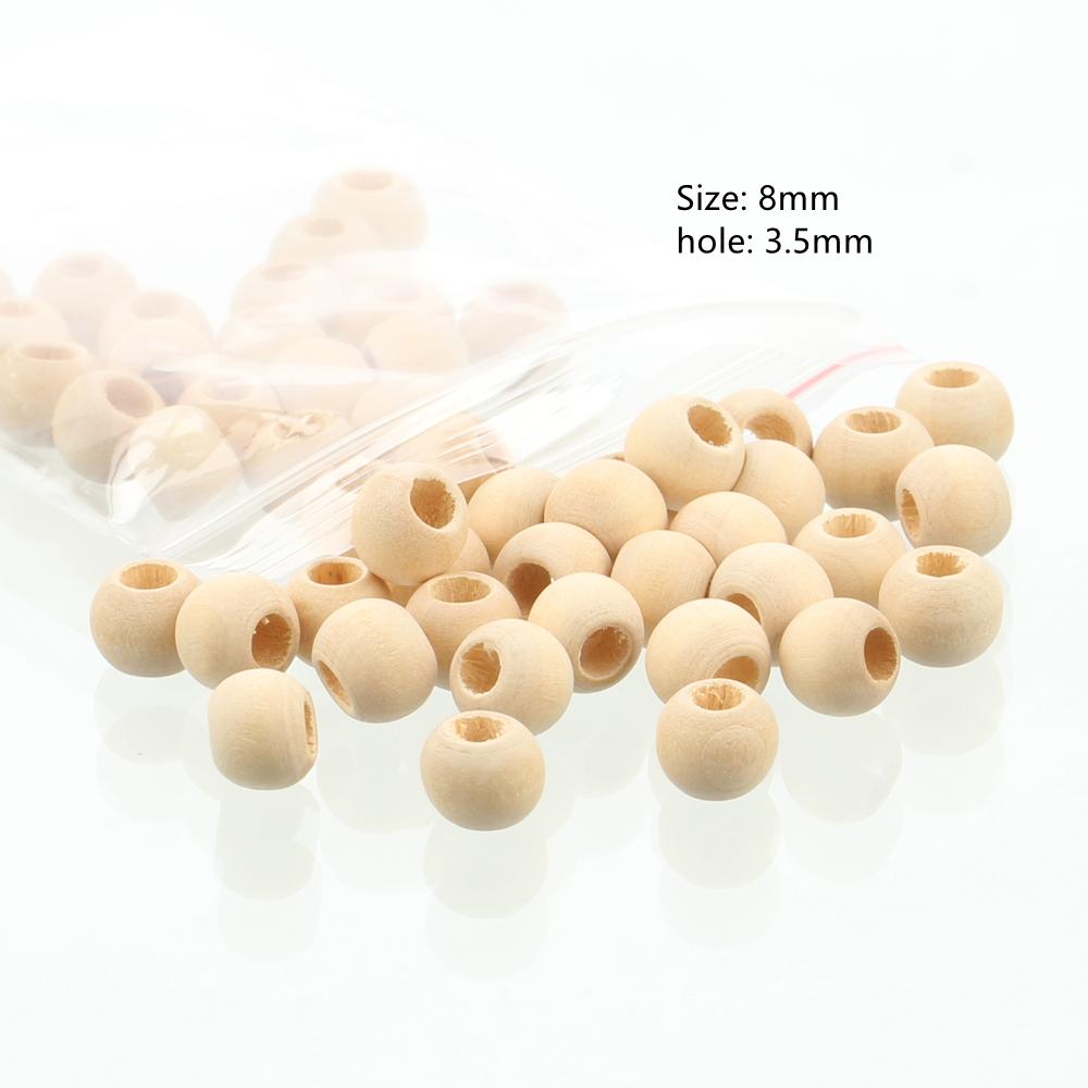 8mm 10mm 12mm 15mm 20mm-50mm Round Natural Wood Loose Big Hole Eco-friendly Beads for DIY Crafts Woodcraft Jewelry Bracelet Making Accessories