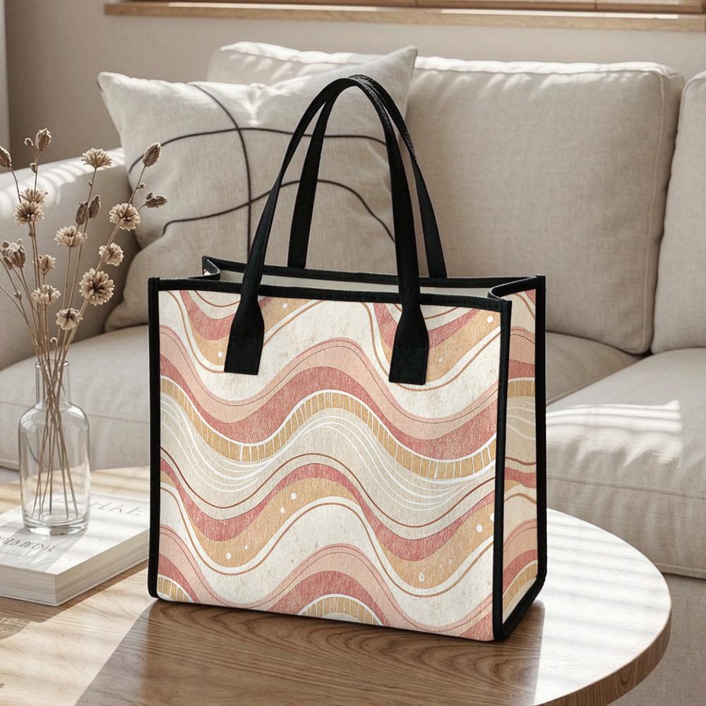 Boho Wave Pattern Tote Bag Large Capacity Daily Casual Women Shoulder Bag