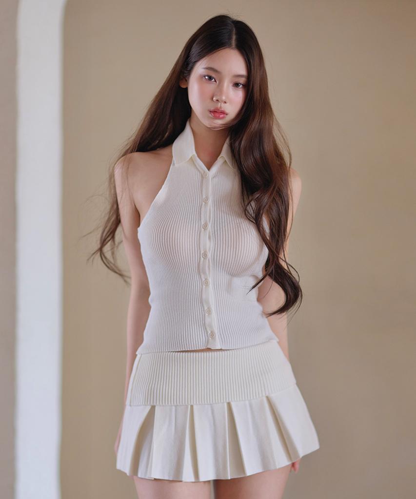 Kaindami Pleated Knit Skirt