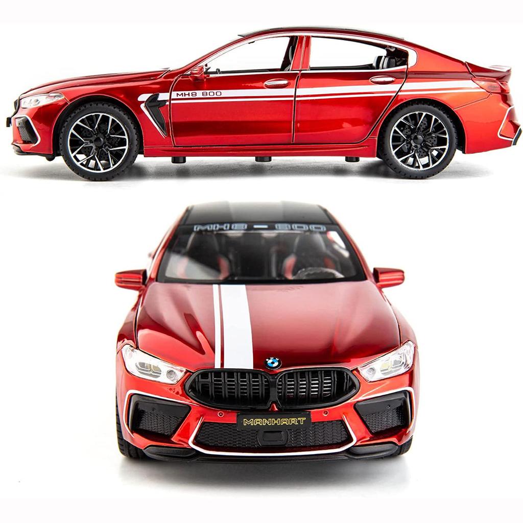 1/24 Scale M8 Toy Car, Alloy Diecast Race Collectible Pull Back Model Car with Sound and Light Toy Vehicle for Boys Gift