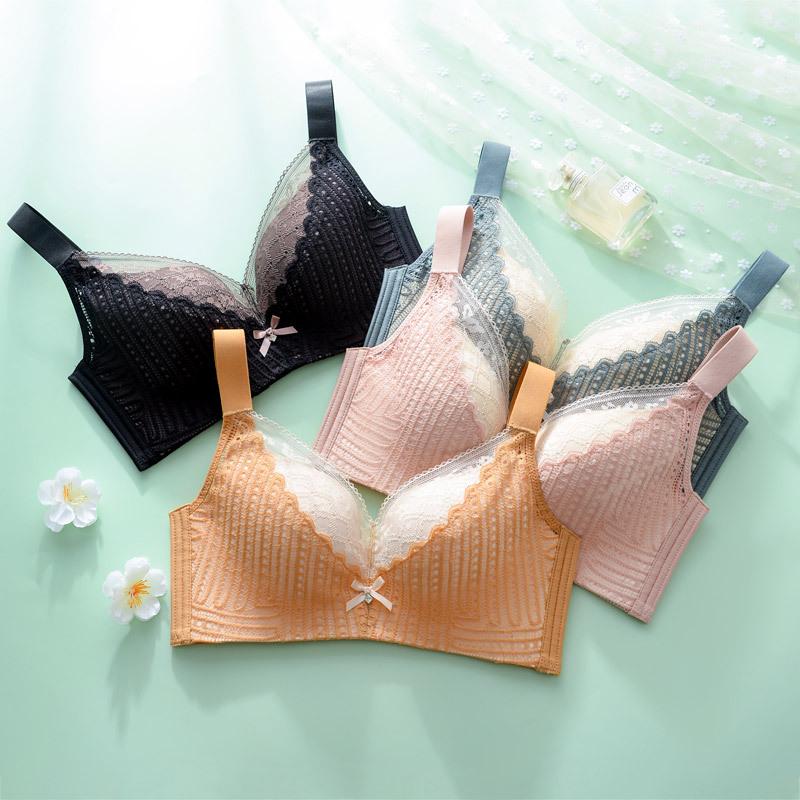 Large Size Lingerie for Women Thin Cut Without Steel Rims Gathered Bra Gathered Accessory Bra Anti Sagging Full Cup Bra