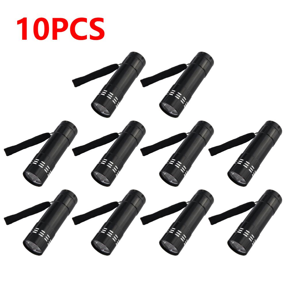 1-10PCS UV Ultraviolet Flashlight Blacklight 395NM Mini Torch Flash Lamp For Pet Urine Stains Portable Black Light Flashlights
