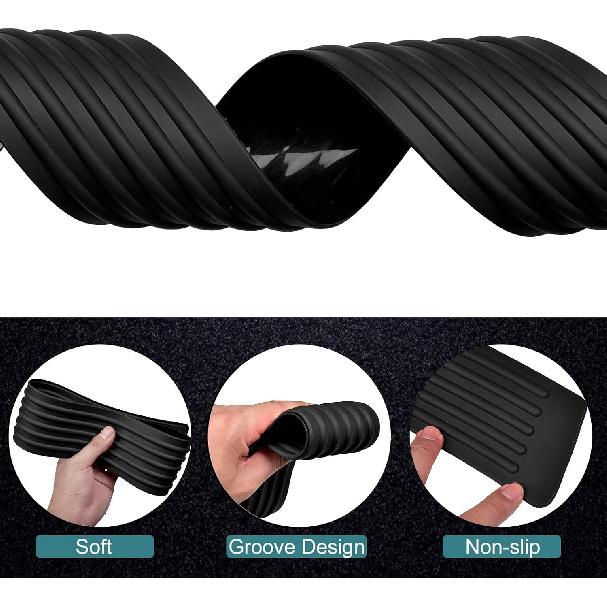 Car Rear Bumper Guard Protector Anti-Collision Patch Anti-Scrape Rubber Universal Trunk Door Entry Guards for SUV/Cars Non Slip Black with Tape 38