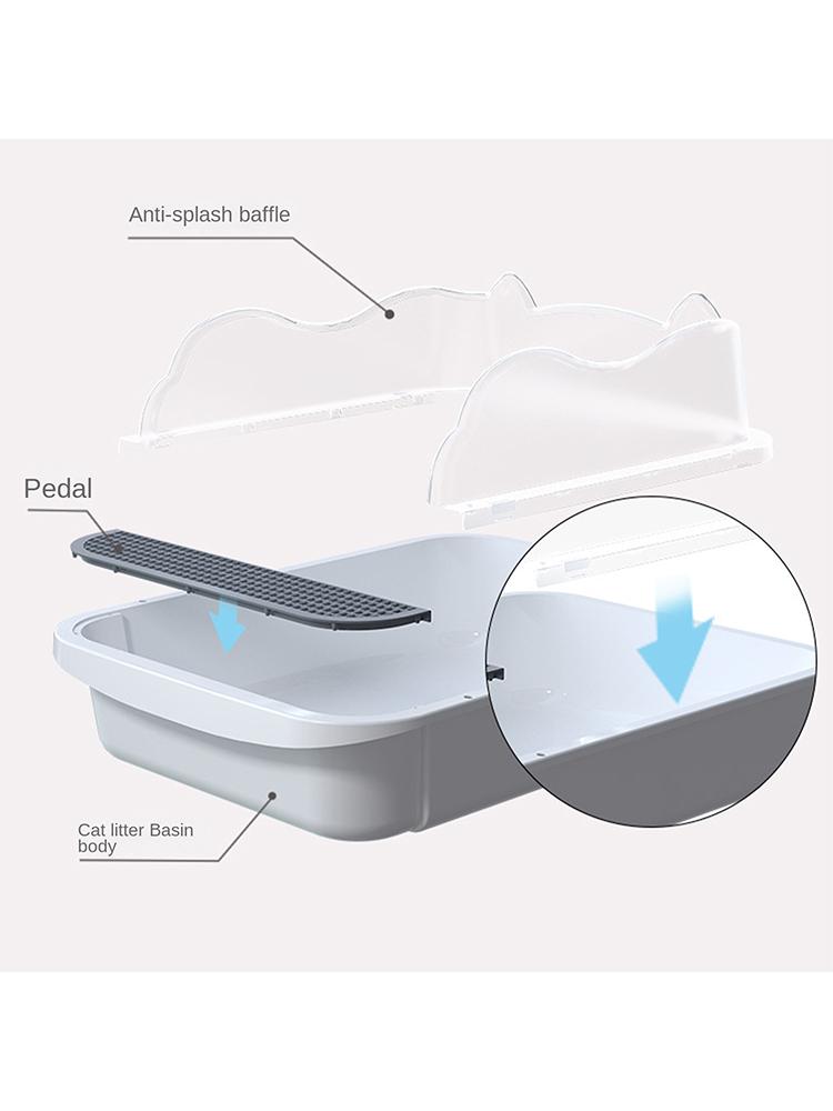 Semi-closed Splash-proof Litter Box (with Litter Scoop), New Stylish Semi-open Pet Litter Box for Cats, Easy To Care for