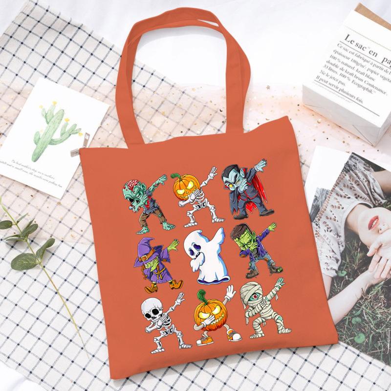 Halloween Printed Shoulder Bag Female Large Capacity Student Canvas Bag Tutoring Shopping Bag