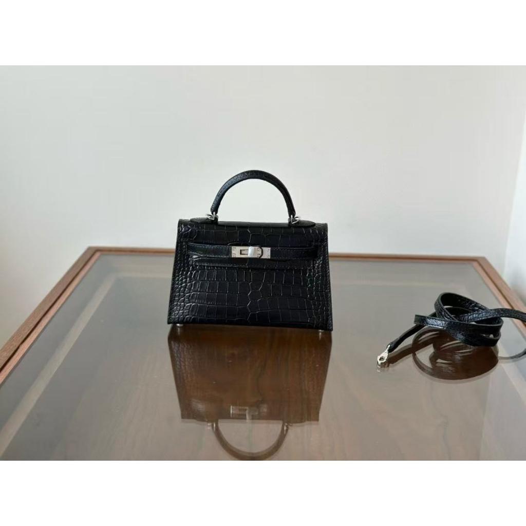 Kelli druhá generace 19cm vzor krokodýlí první vrstva hovězí kůže taška přes rameno messenger dámská taška high-end taška