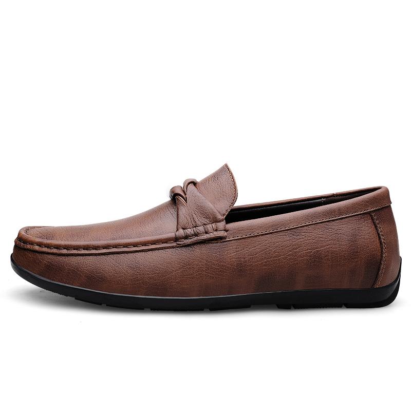 Genuine Leather Loafers Men Design Moccasin Fashion Slip On Soft Flat Casual Men Shoes Adult Male Footwear Handmade Boat Shoes