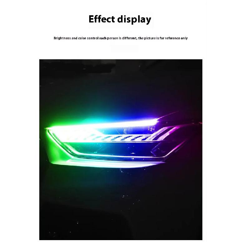 2PCS Car LED Strip Lights Flexible LED Headlight Strips With Turn Signal Yellow Light Waterproof Car Daytime Running Light Strip