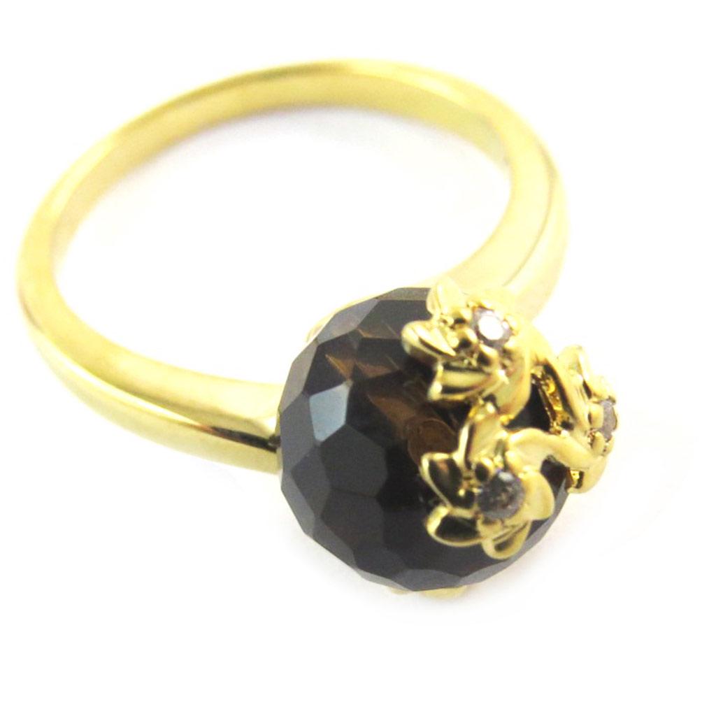 Gold Plated Ring 'Flora' Golden Brown