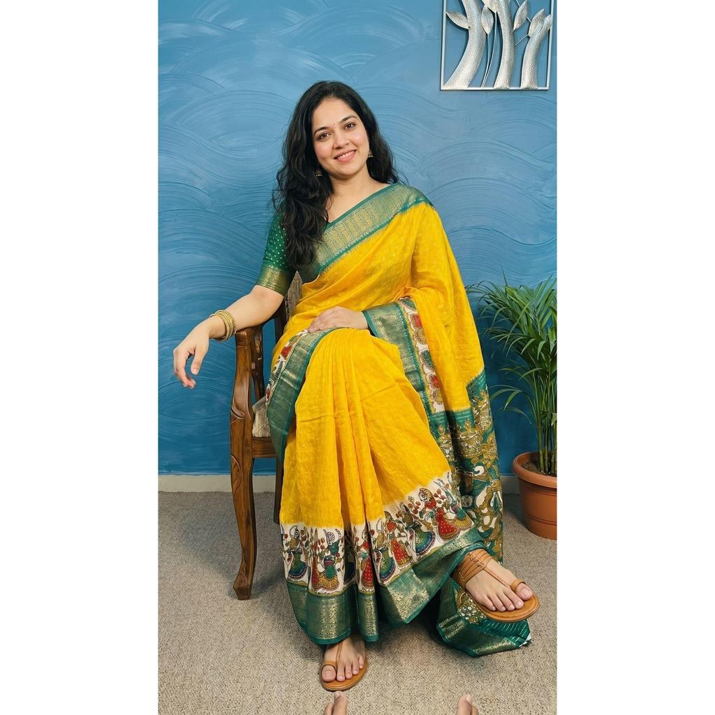 Designer Freehand Dola Doby Saree Collection
