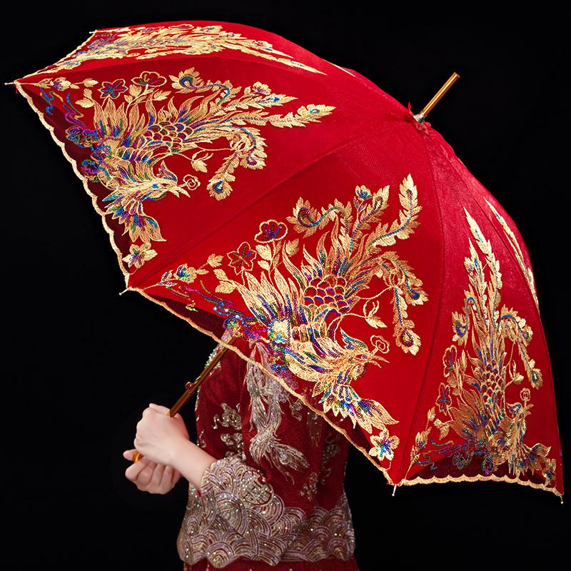 Red Bridal Umbrella Set for Chinese Wedding Ceremony and Dowry