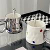 Galvanisierte Keramiktasse Nischen-Design Farbiger Edelstein mit Griff Kaffeetasse Büro Paar Tasse Milchteetassen Heimdekoration