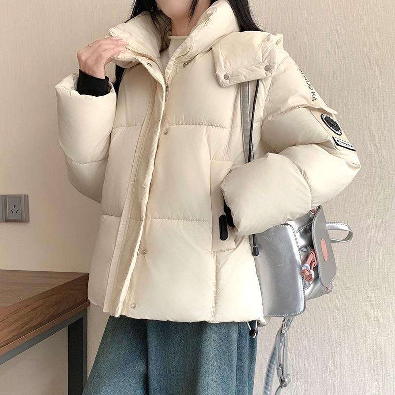 Thickened short cotton-padded clothes for girls, winter stand-up collar zipper cotton-padded jacket, bread jacket, and new hundreds of matching cotton