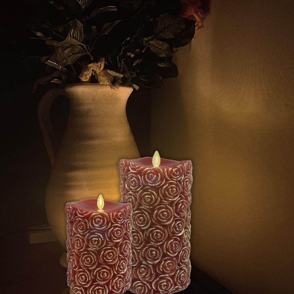 Lunate Moving Candle, Rose, Unscented (Large, Red)