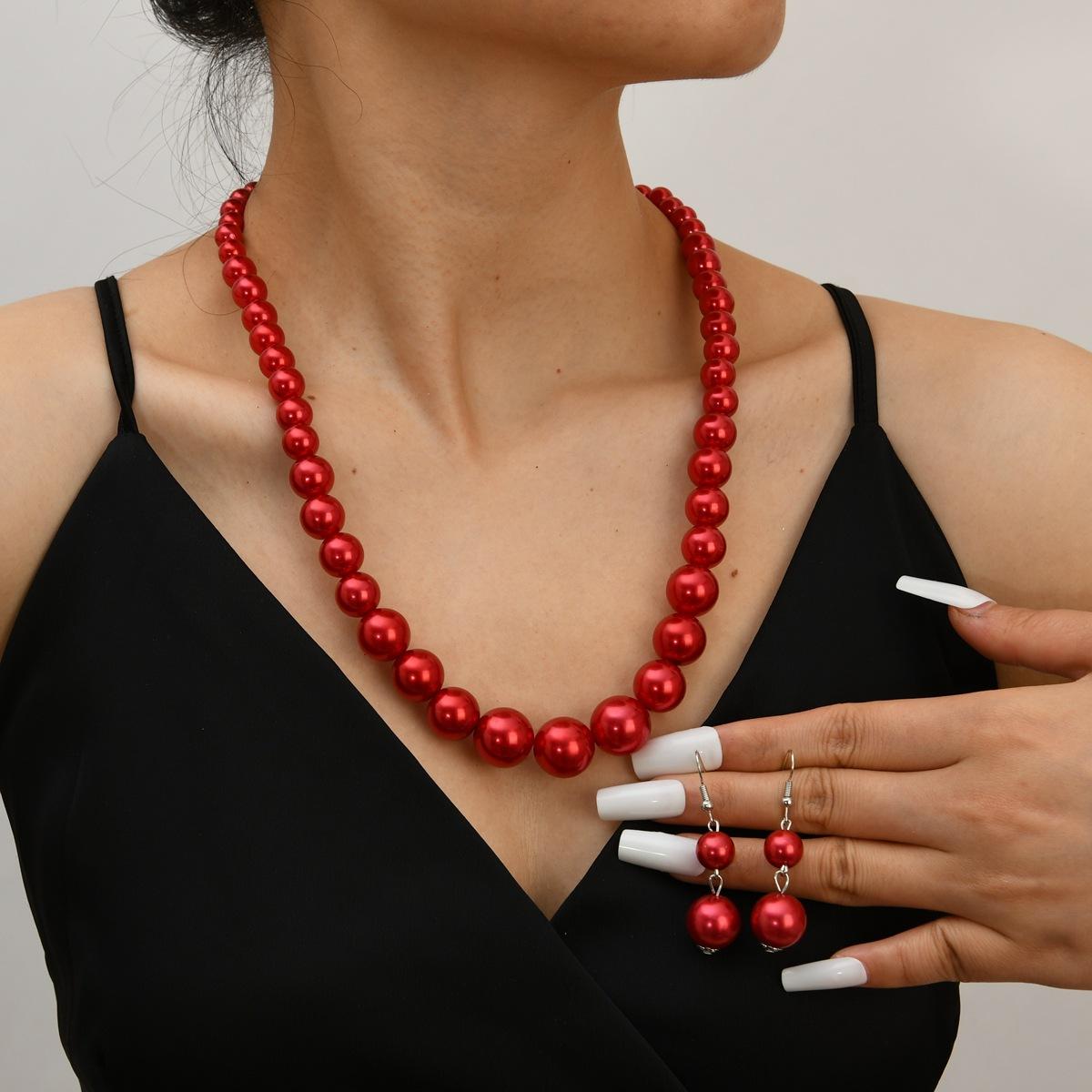 Корейская версия Размер Искусственный жемчуг Ожерелье Ключица Цепочка Шея Цепочка Аксессуары Женская Ниша Дизайн Ключица Цепочка красный
