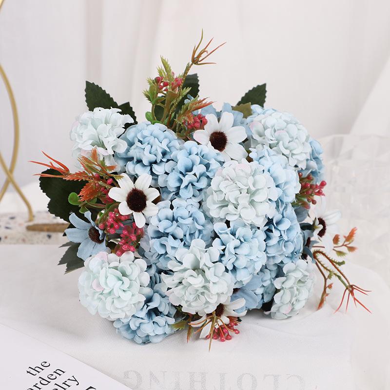 15 flower head artificial flower silk hydrangea white wedding small bouquet fake flower party DIY decoration