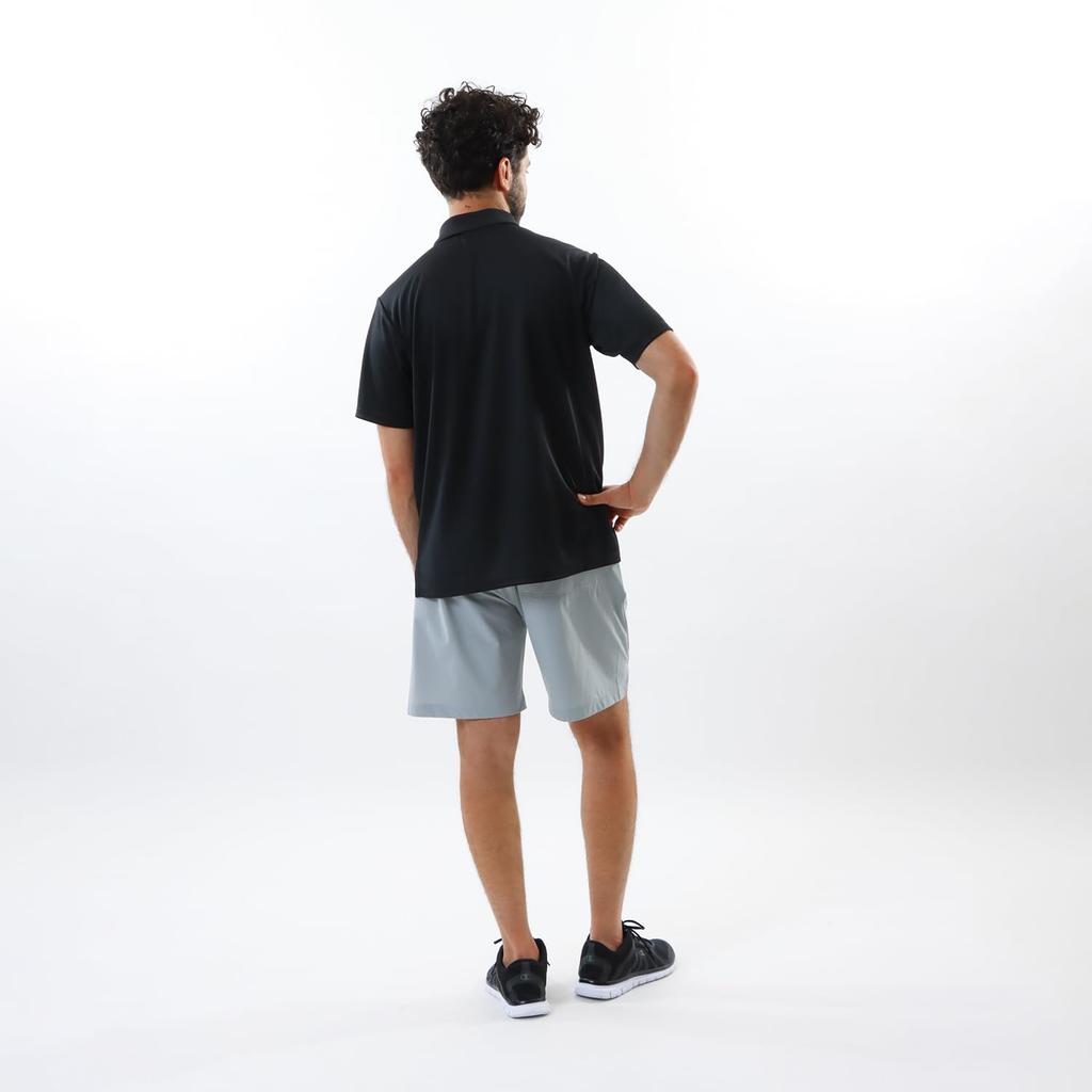 Champion Kurzarm Antibakterielles und Logo-Polo Größe L Herren Geruchsresistent Schnelltrocknend Ein-Punkt-Shirt, Schwarz, (C3-ZS303)