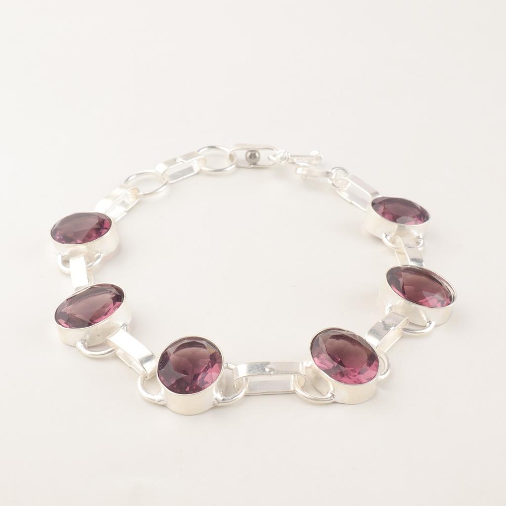 Vzácný rodolitový drahokam 925 Sterlingové stříbro Šperky Náramek 9" Pro ženy Dárek RB-6-2