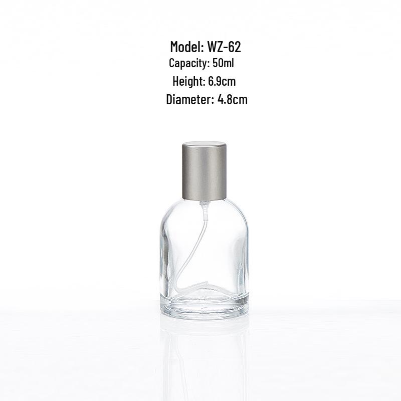 High-End 50ml Transparent Glass Perfume Bottle with Press Spray
